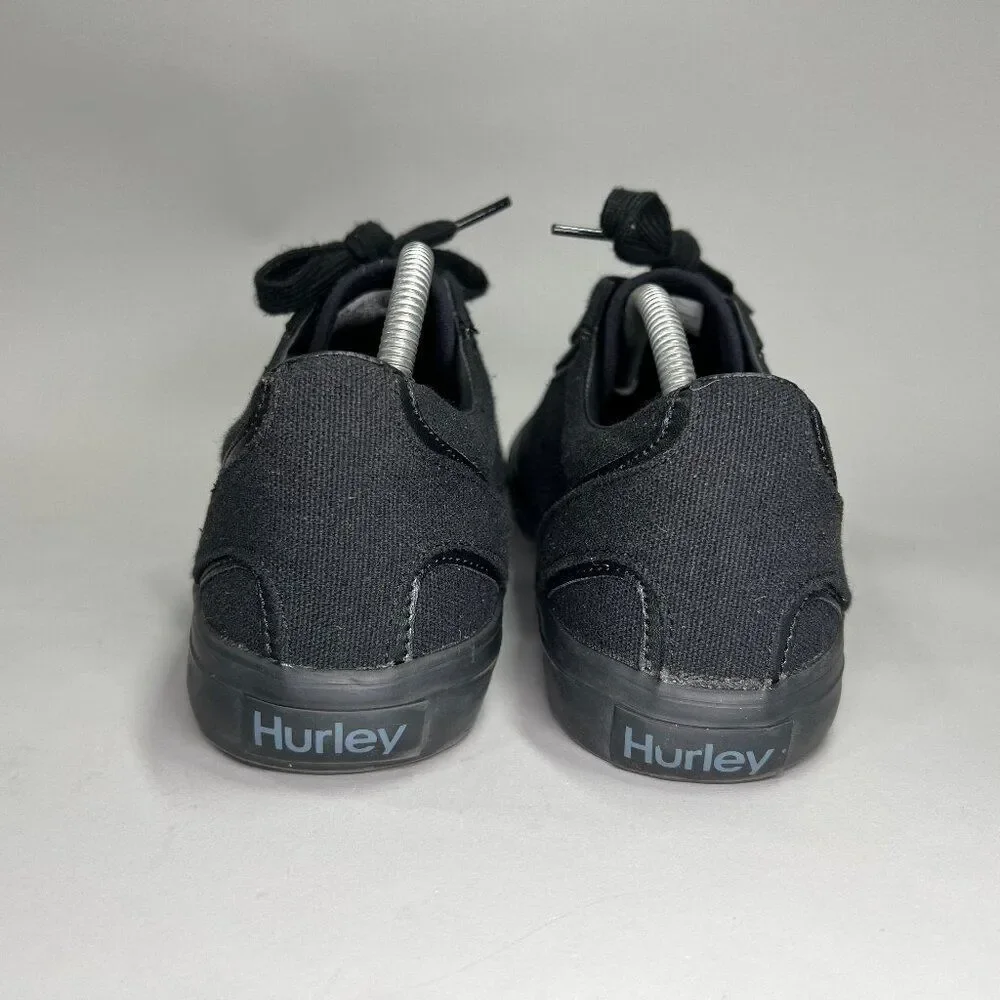 Hurley Arlo Shoes Men's Size 9.5 Black Canvas Low Lace Up Skateboarding Sneakers